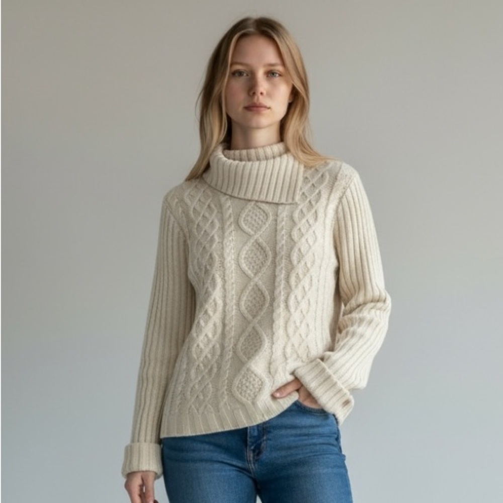 Vintage Y2K Cable Knit Wide Sleeve Knit Sweater​
